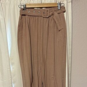 Pink Lily Tan Belted Trousers